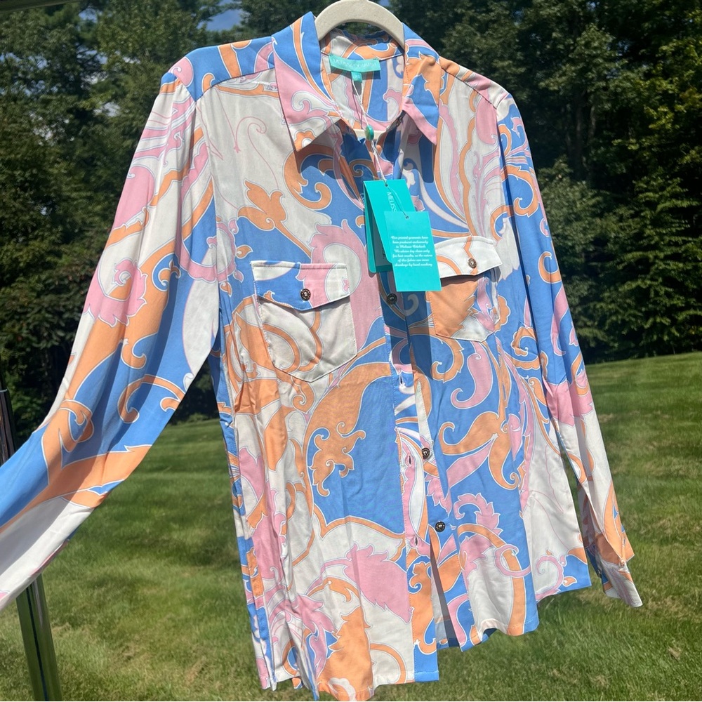 Melissa odabash ROBYN BAROQUE BLUSH SHIRT XS
